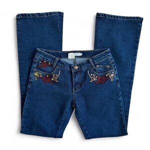 Low-Rise Embellished Flare Jeans – Size 5/6